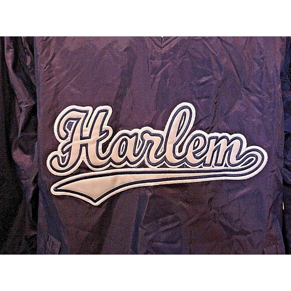 Steve and Barrys Windbreaker Vintage 90s L Navy Harlem Spellout Pullover Lined L - Picture 5 of 8